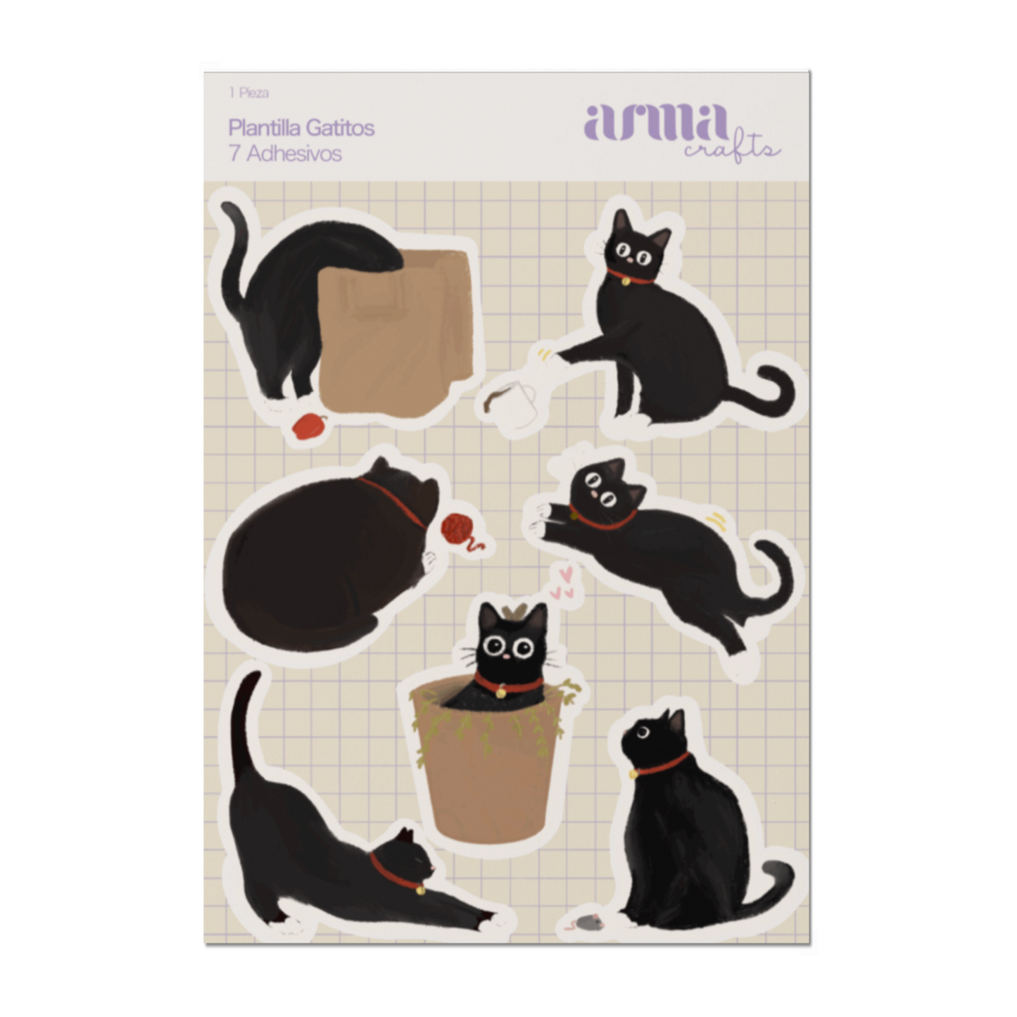 Plantilla Stickers "Gatitos"