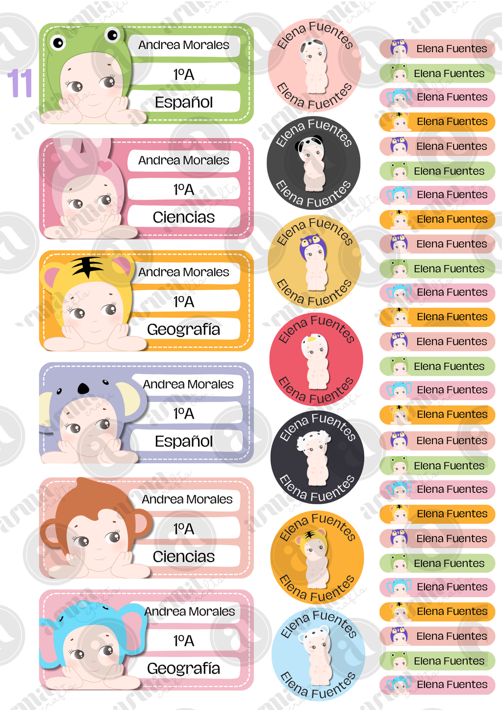 Etiquetas escolares personalizadas