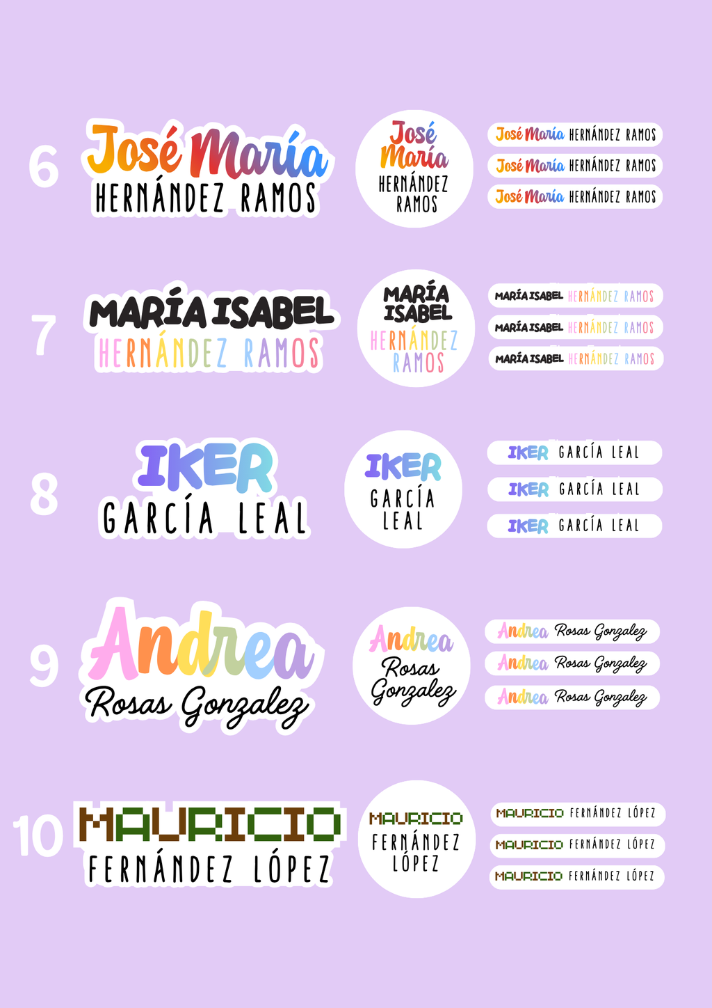 Etiquetas nombre personalizadas