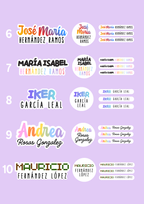Etiquetas nombre personalizadas