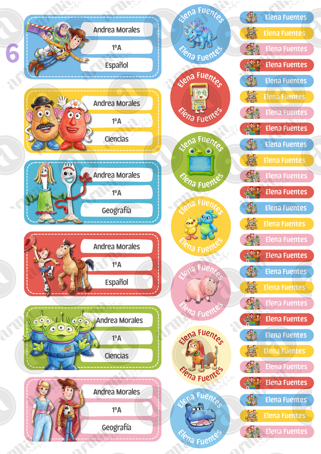 Etiquetas escolares personalizadas