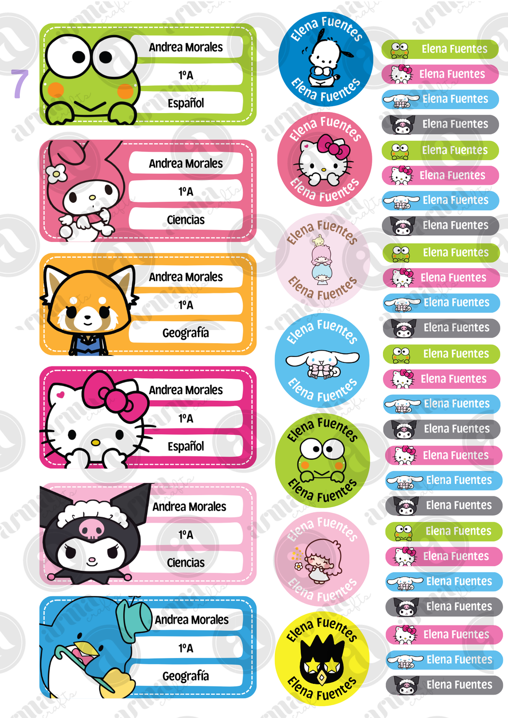 Etiquetas escolares personalizadas