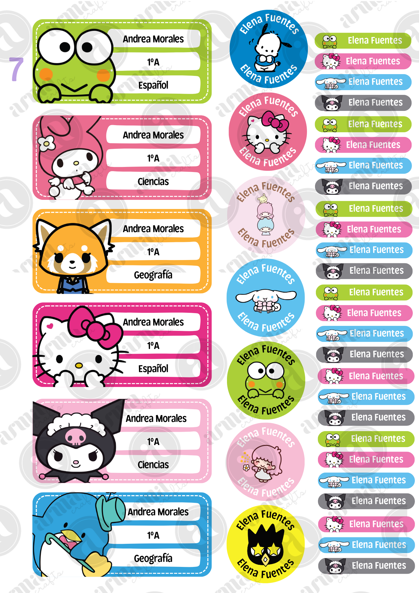 Etiquetas escolares personalizadas