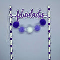 Cake Topper "Pompon morado"