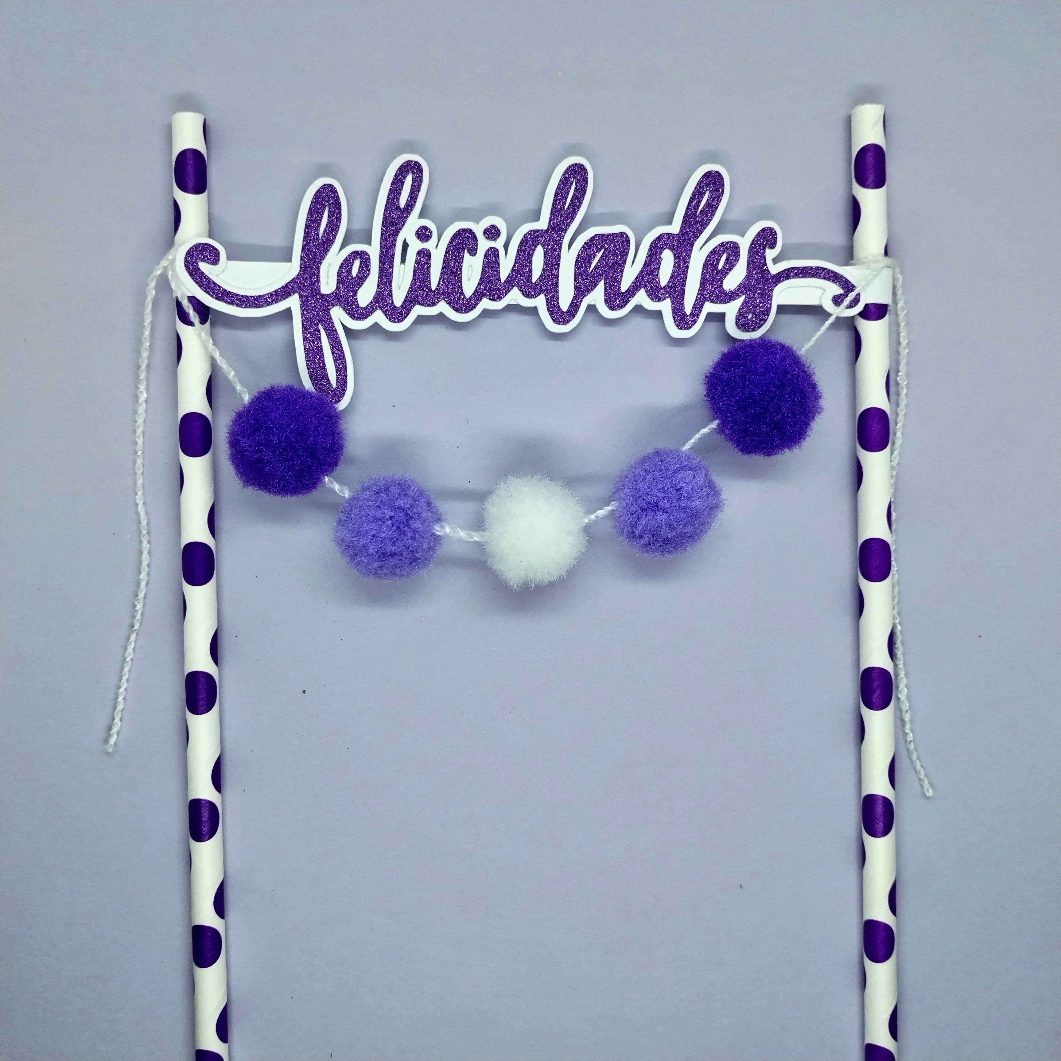 Cake Topper "Pompon morado"